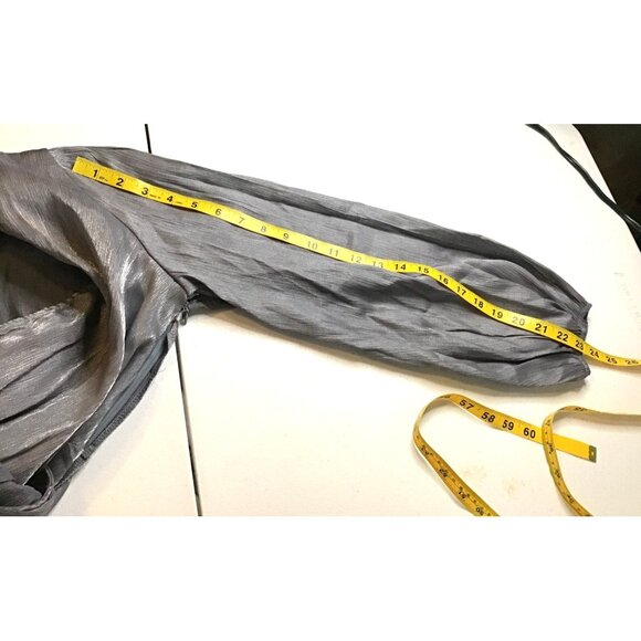 SHEIN - WOMENS SHIMMER SYLVER LONG SLEEVE V-NECK SIDE ZIPPER DRESS SIZE MEDIUM - Picture 6 of 10